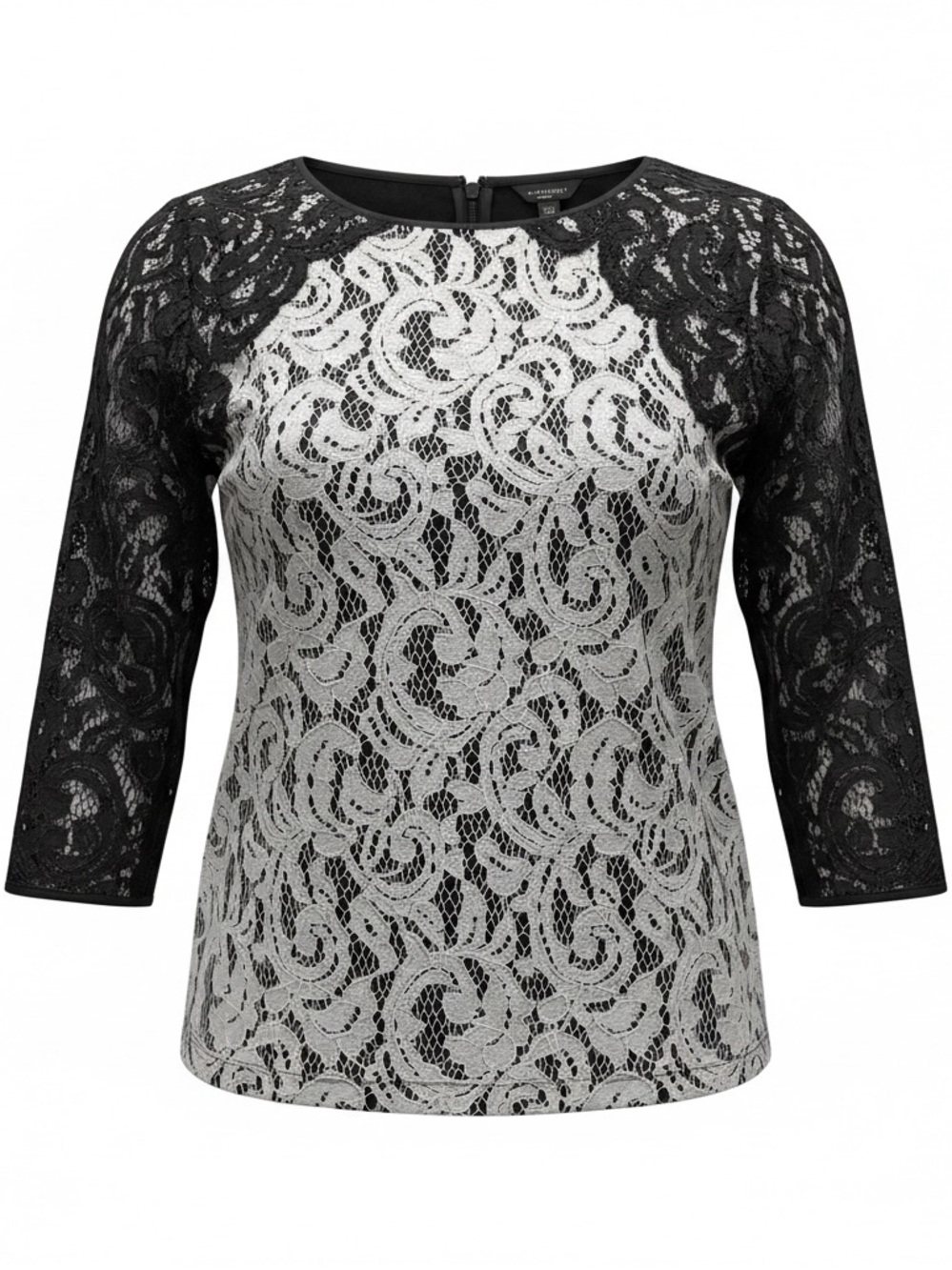 Ann Taylor Black Lace Over White Blouse